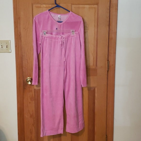 Pink Velour Pants Suit BS Size Large - Picture 1 of 4